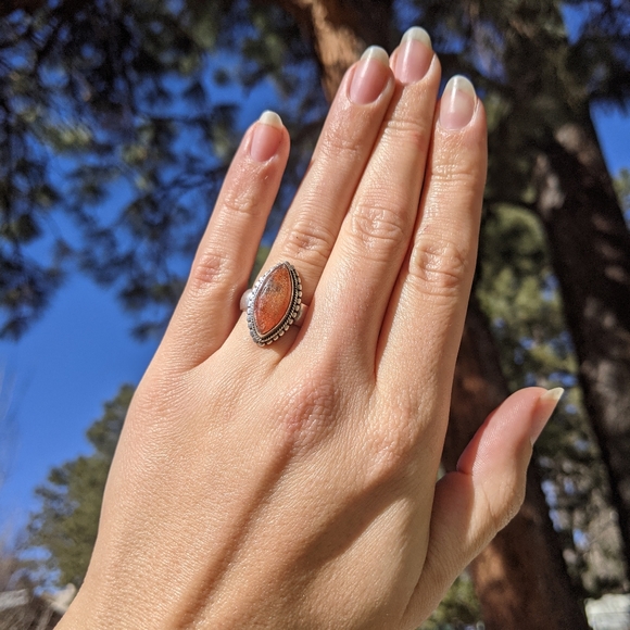 Goldstone Silver Ring - Picture 1 of 4